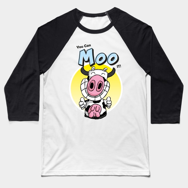You Can Moo It! Cute Cows Baseball T-Shirt by Kev Brett Designs